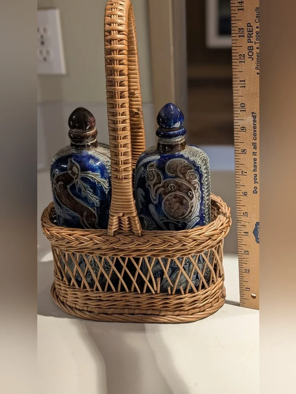Vintage Westerwald Germany Salt- Glazed &Sgraffito Stoneware Decanter Set